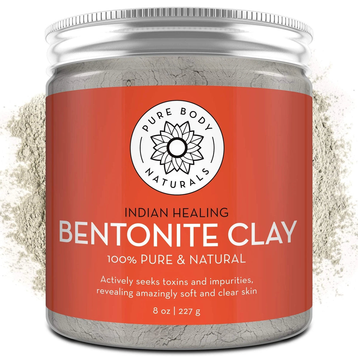 Pure Body Naturals Bentonite Clay Powder for DIY Detox 8 Ounce (Pack of 1)