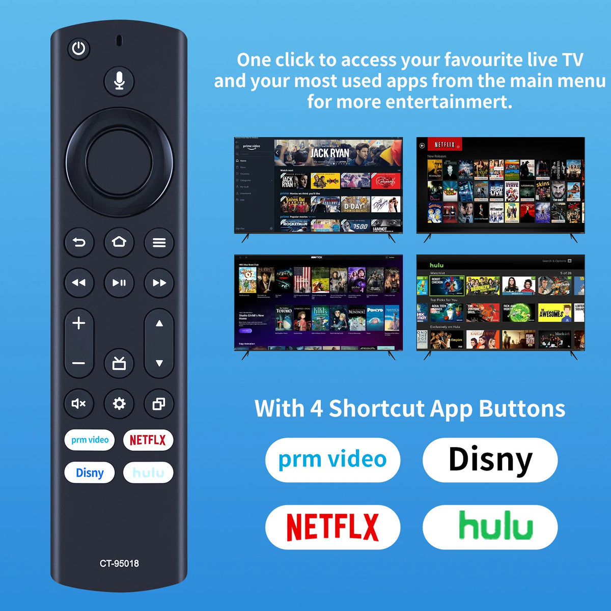 CT-95018 Voice Remote Control For Toshiba Fire TV 40C350KU 43C350KU 50C350KU