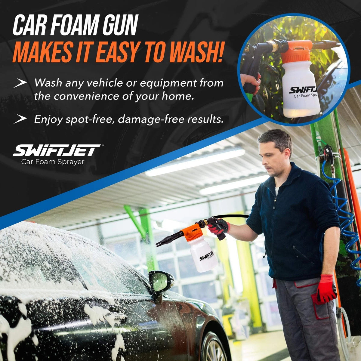 SwiftJet Car Orange Foam Sprayer With Wash Mit, Gun with Mitt