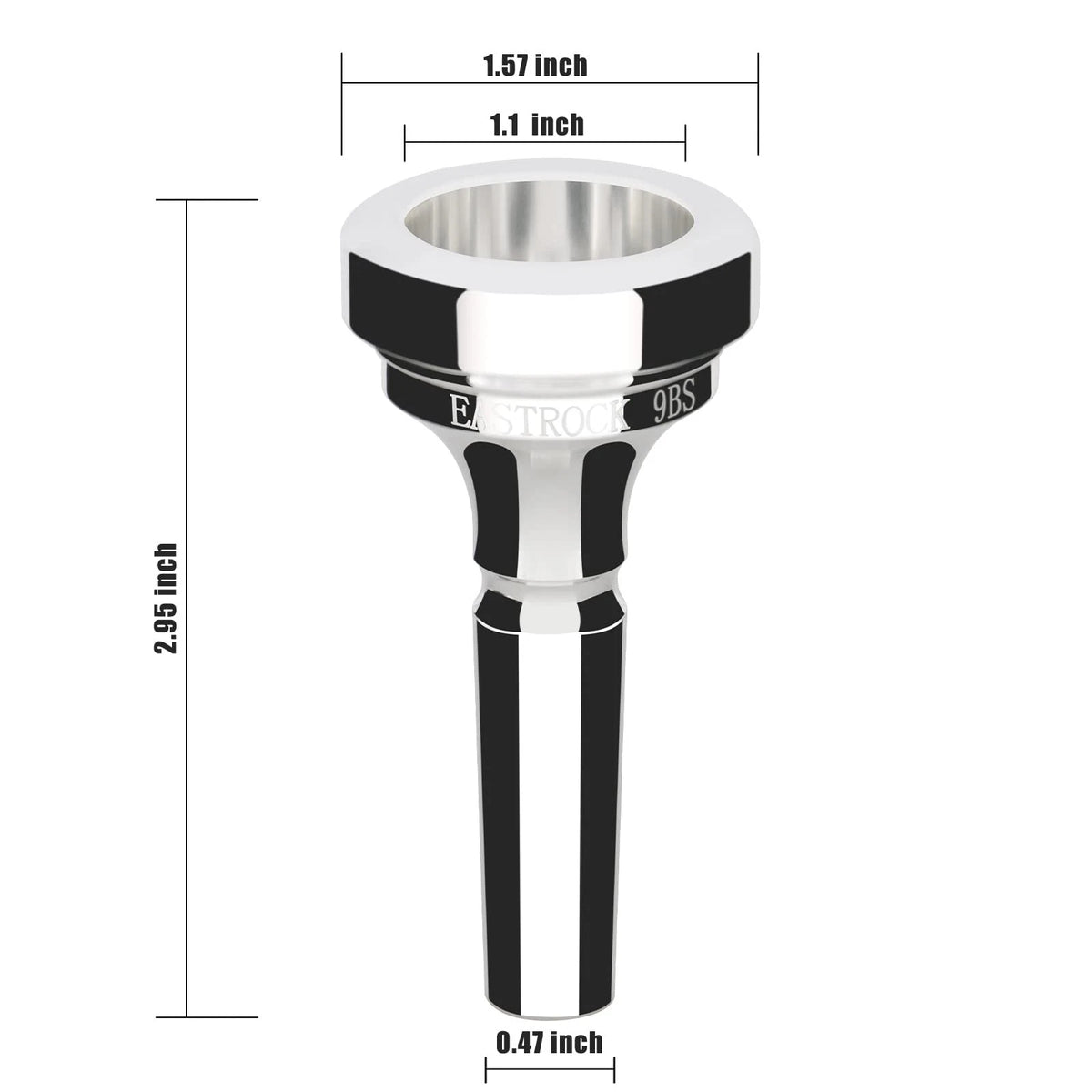 EASTROCK Trombone Mouthpiece,Silver Plated JDTM-9BS, silver