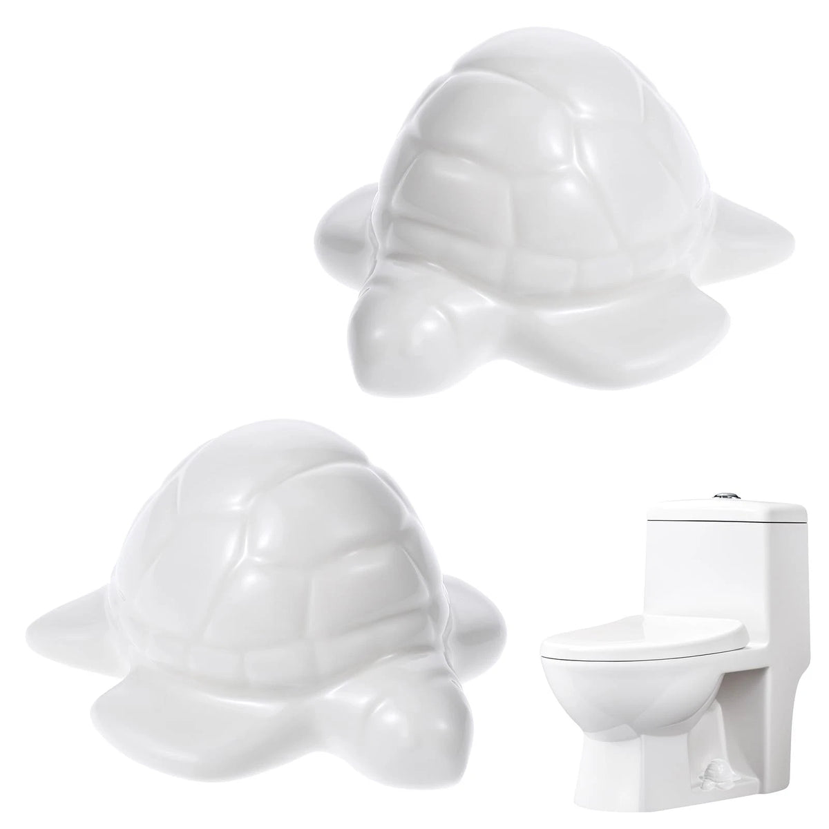 2pcs White Ceramic Toilet Bolt Covers Turtle Screw Cover Caps