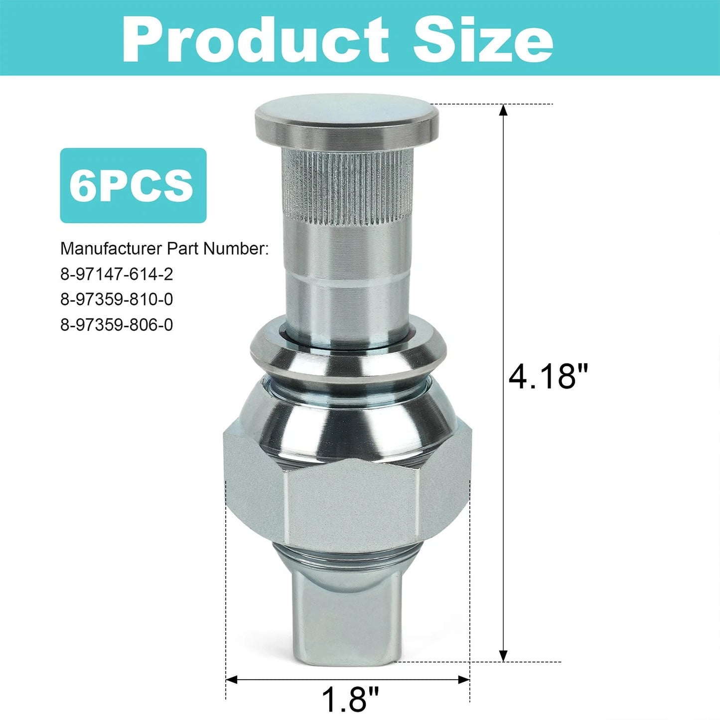 QTY 6-Wheel Nuts & Stud Kit Rear (LH) for ISUZU NPR NPR-HD NQR NRR 8-97147-614-2