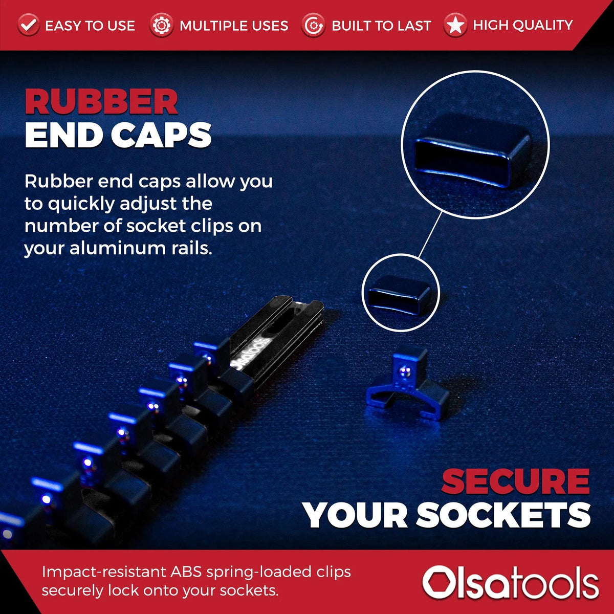 Olsa Tools Socket Organizer - 3/8-Inch Drive Black Drive,