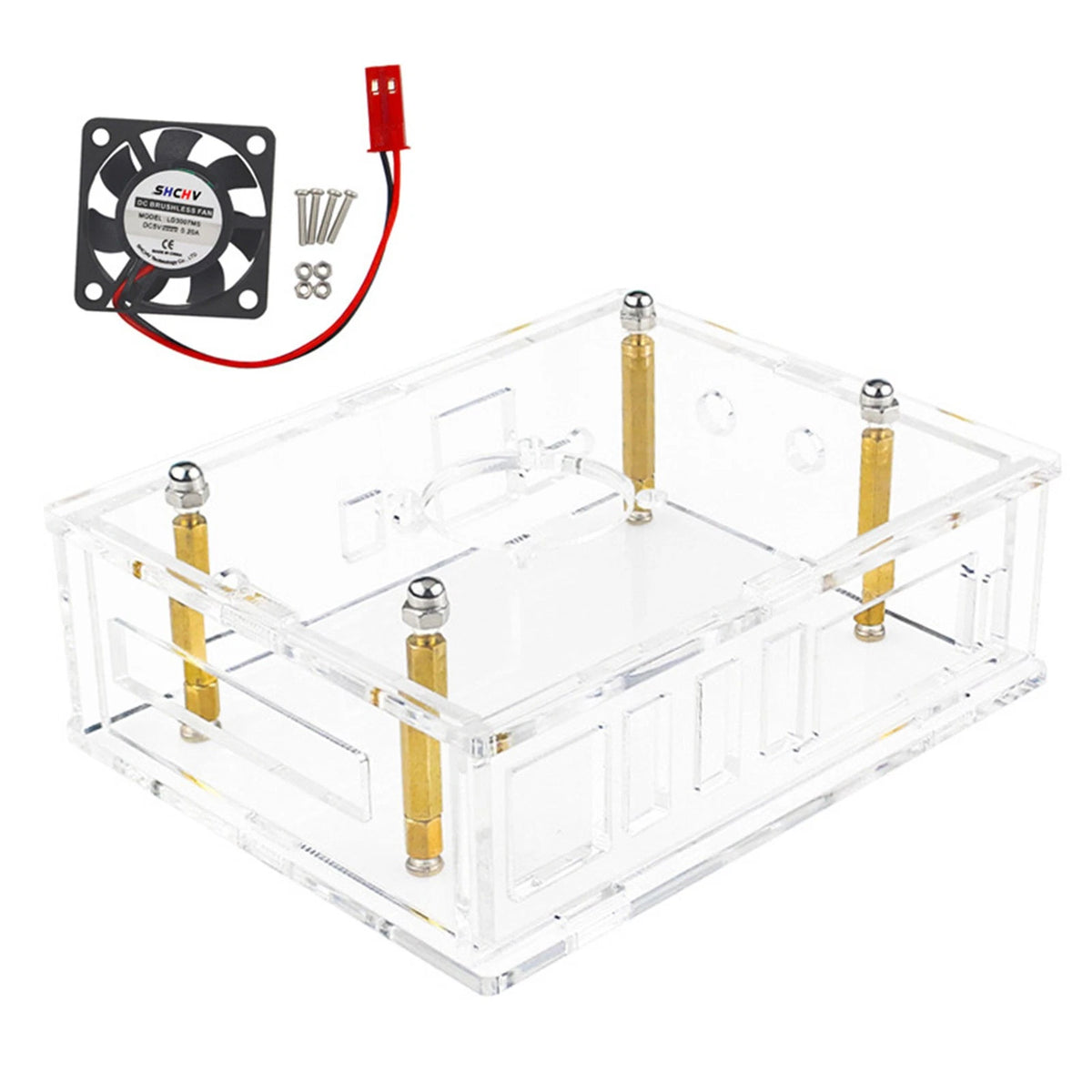 Acrylic Transparent Enclosure Case House W/ Cooling Fan For Orange Pi 5 Plus j