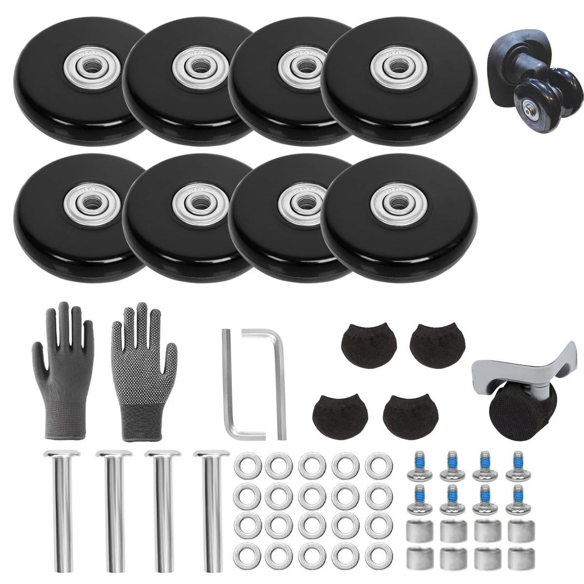 Luggage Replacement Wheels Set 8Pcs 1.97"x0.55"（50mm x 14mm） Rubber Black