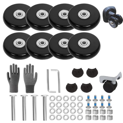 Luggage Replacement Wheels Set 8Pcs 1.97"x0.55"（50mm x 14mm） Rubber Black