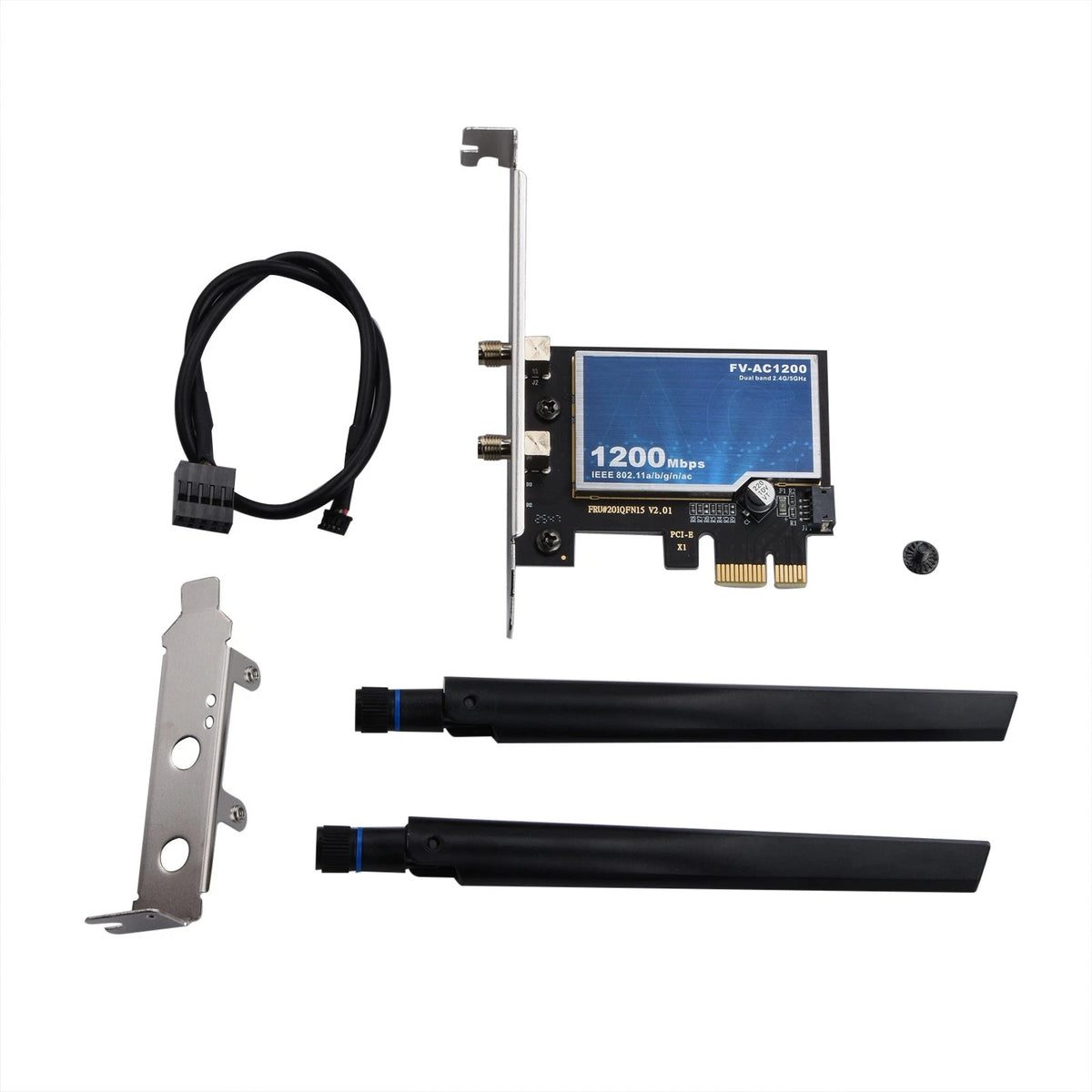 FV-AC1200 WiFi Adapter PCIe Dual Band 802.11ac Bluetooth 4.0 w/ 2 Antennas