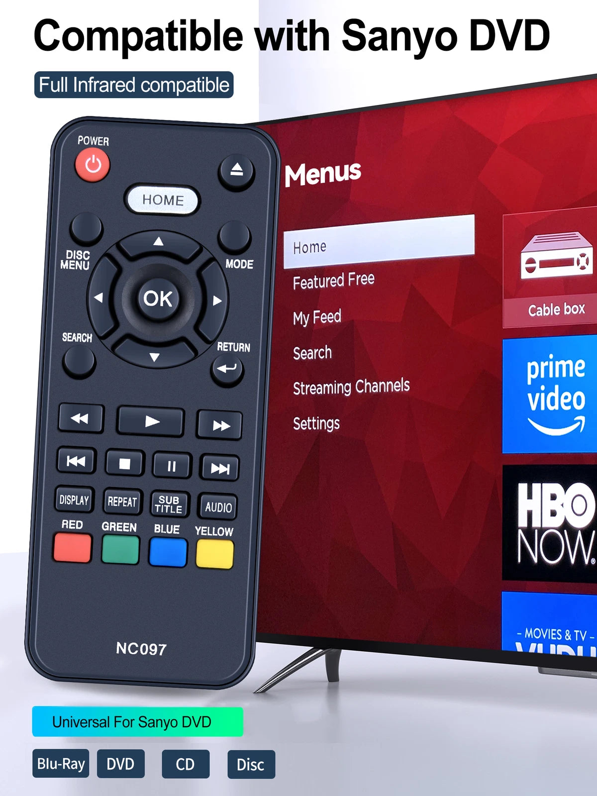 NC097 NC097UL Remote Control For Sanyo FWBP807FP