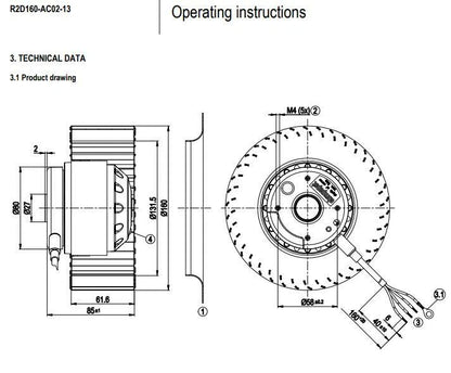 Ebm-papst R2D160-AC02-13 Centrifugal Fan AC400V 3~ 260/270W Inverter Cooling Fan