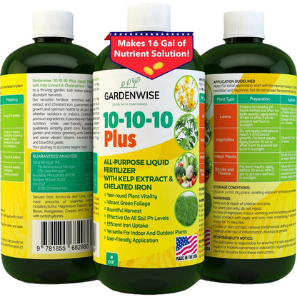 GARDENWISE 10-10-10 All Purpose Plant Food - 8 OZ, Liquid Fertilizer