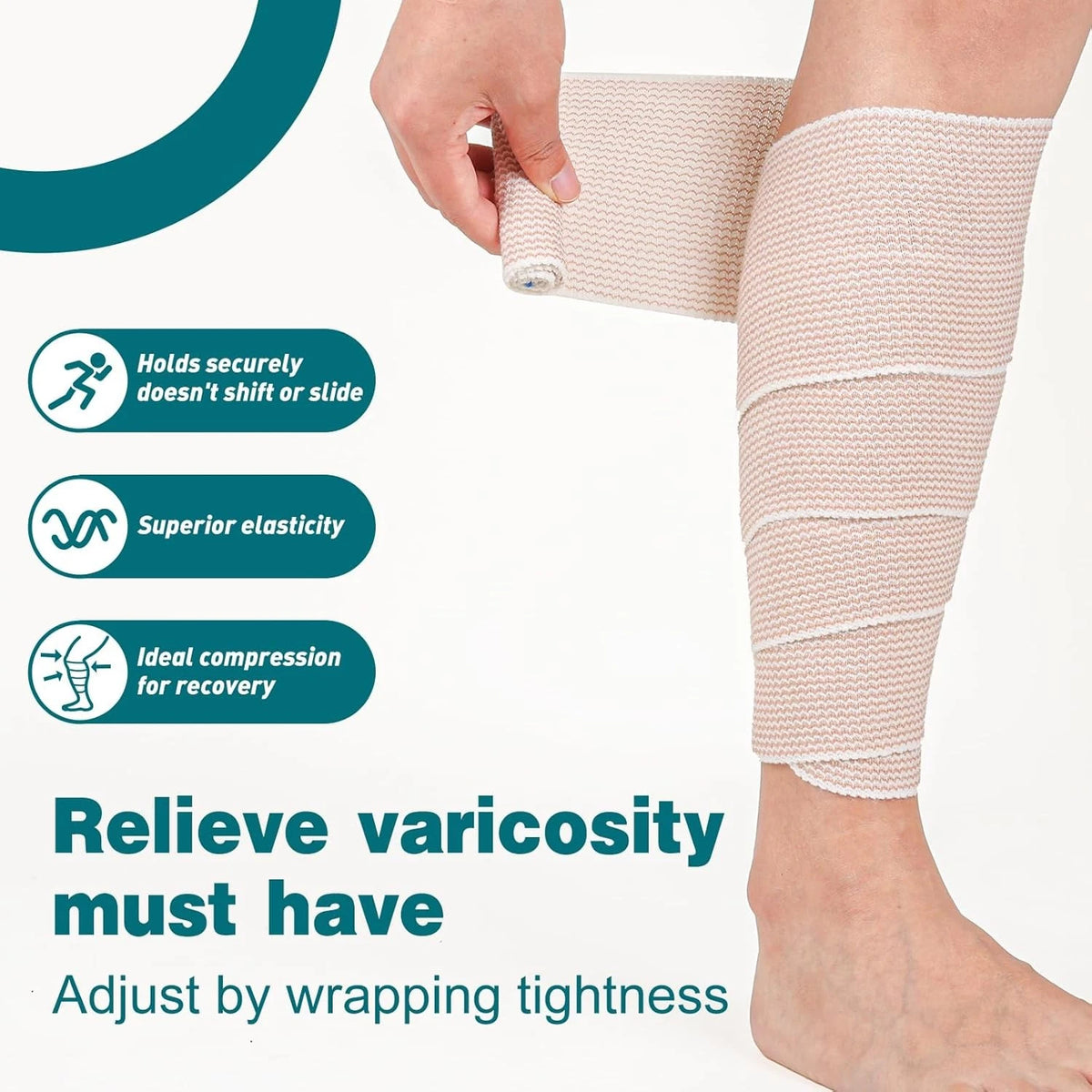 AZEN Premium 6 Pack Elastic Bandage Wrap 4 Inch, Compression 4 A-6p