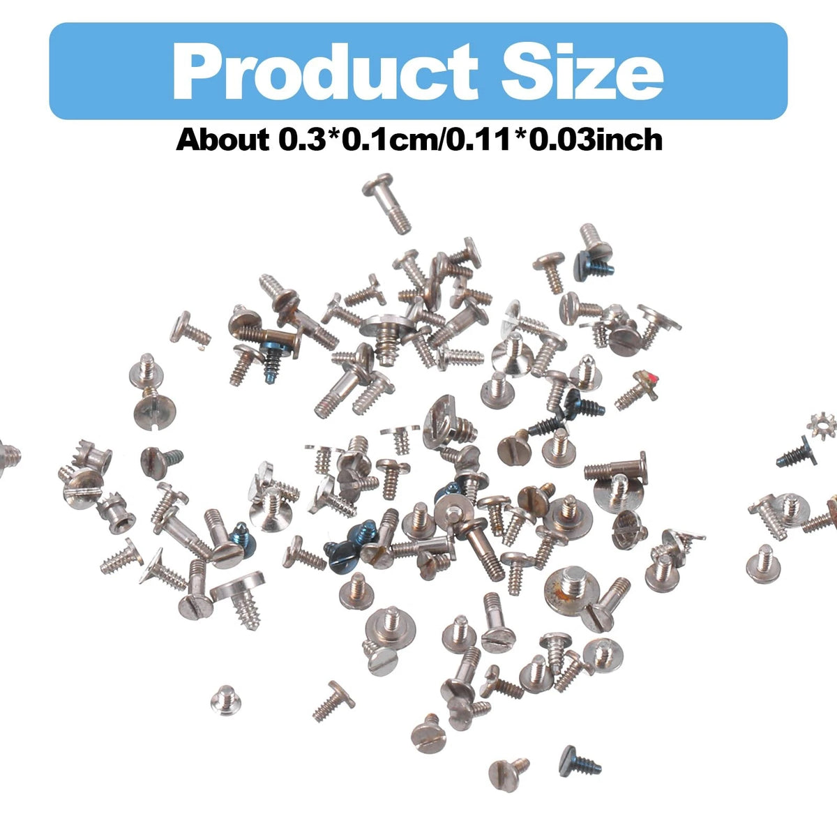 MBAIYO 100Pcs Watch Battery Clamp Screws Assortment Kit, Replacement Silver