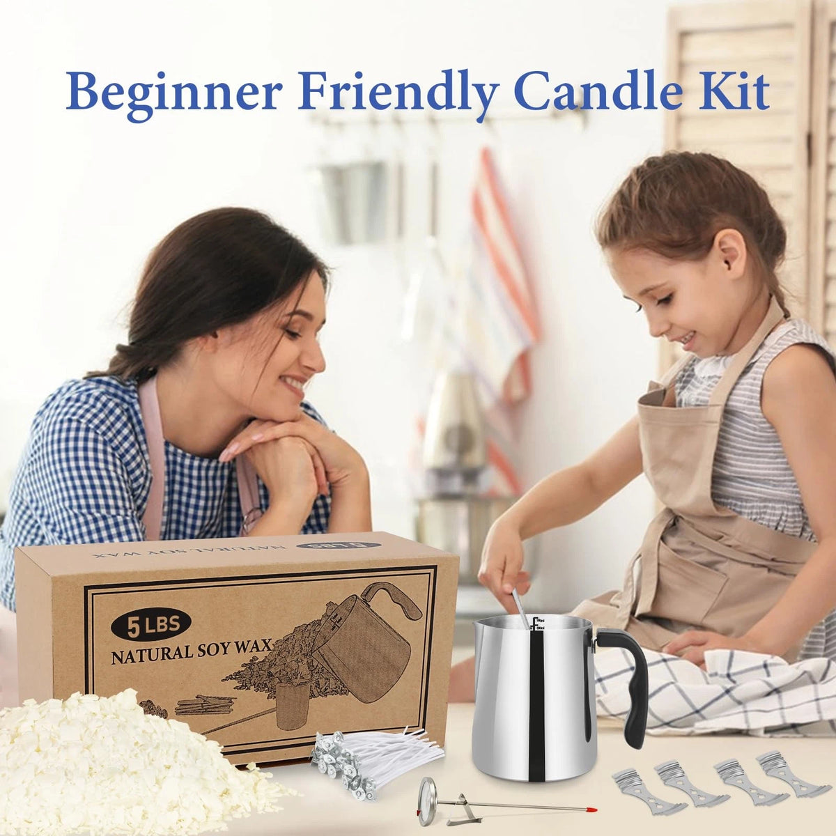 SAEUYVB Candle Making Kit Supplies, Natural Wax for 80oz, 80oz kit