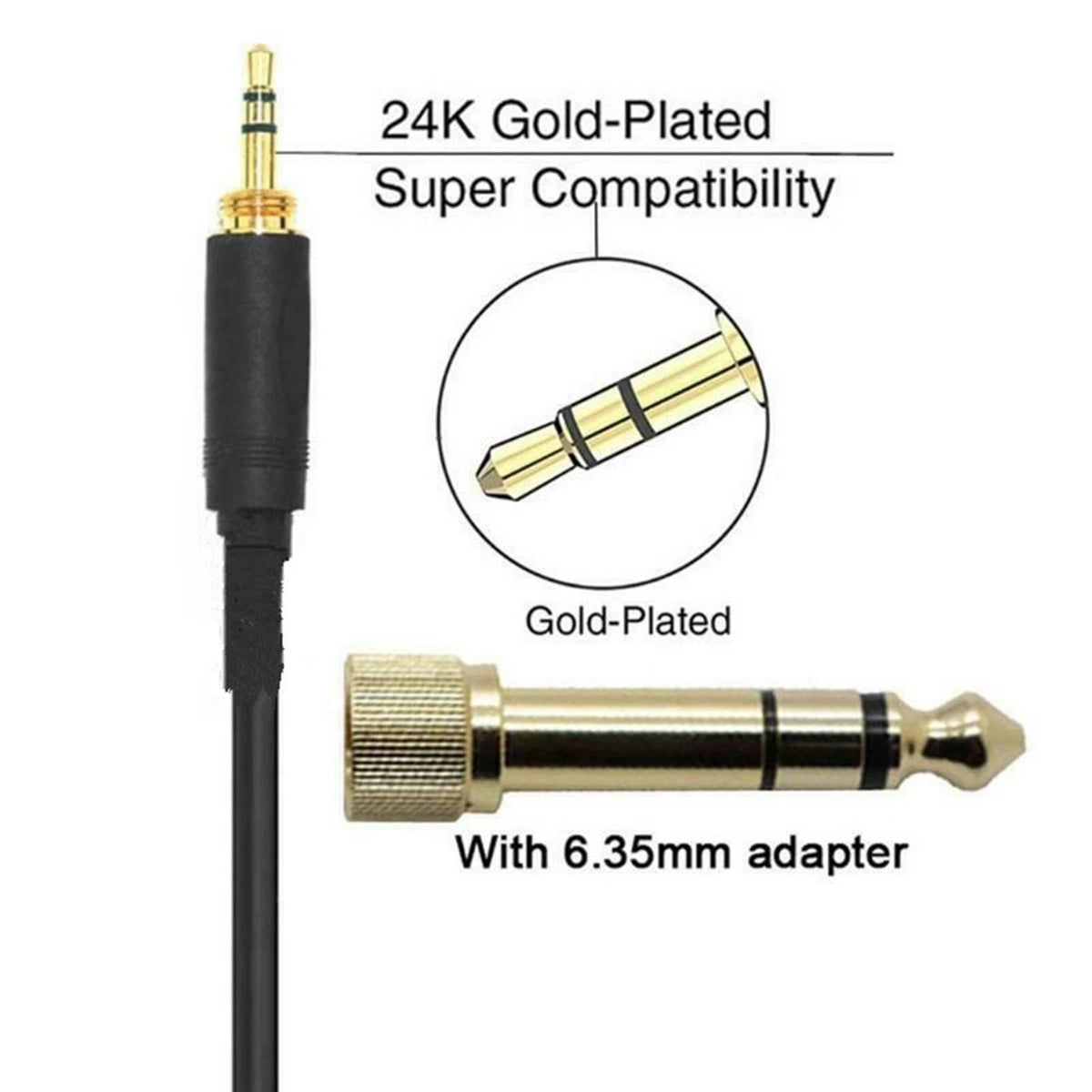 3-Pin XLR F to 3.5mm/6.5mm Earphone Cable For AKG K141 K171 K175 K181 K240 Q701