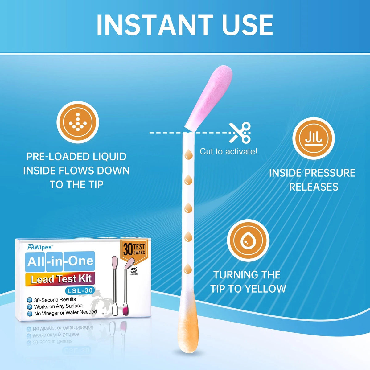 AAwipes Lead Test Kit All-in-1 30 Swabs Results in 30 Seconds at Home Lead...