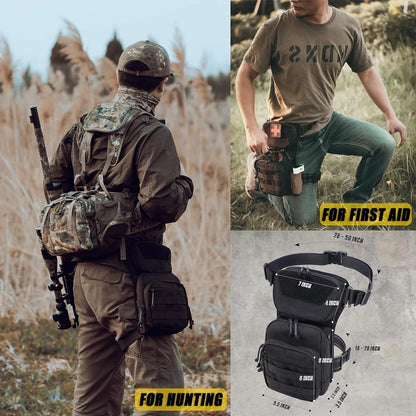 Tactical Drop Leg Bag Utility Pouch Molle Pack for Outdoor Motorcycle Black