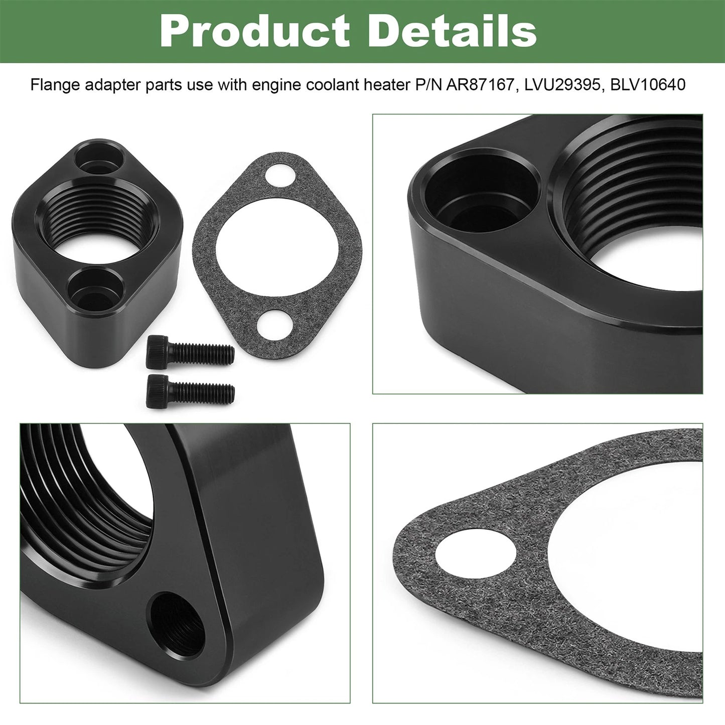 Engine Block Coolant Heater Adapter Kit For John Deere Compact Utility Tractors