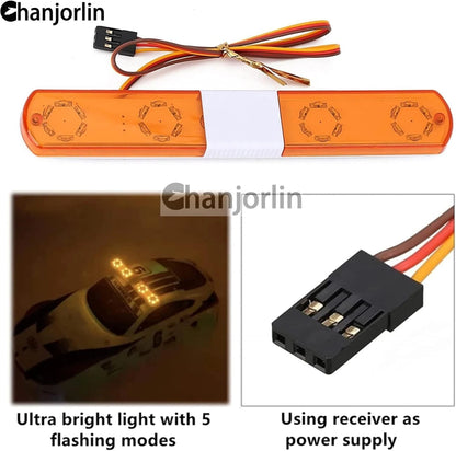 1/10 RC Car Simulation Police Lights Multi-Function Flash LED Yellow 145mm