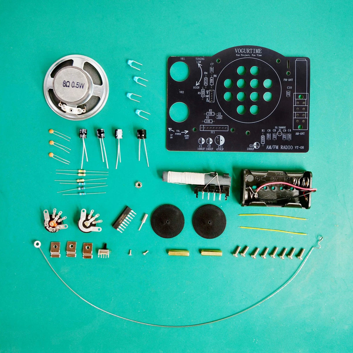 AM FM Radio Kit Soldering Project for Learning Practicing Black-black