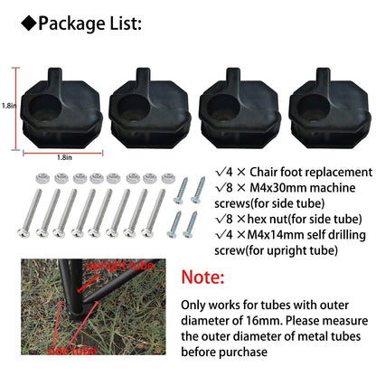 KK magsun Camping Chair Replacement Feet 4 chair feet replacement, Black