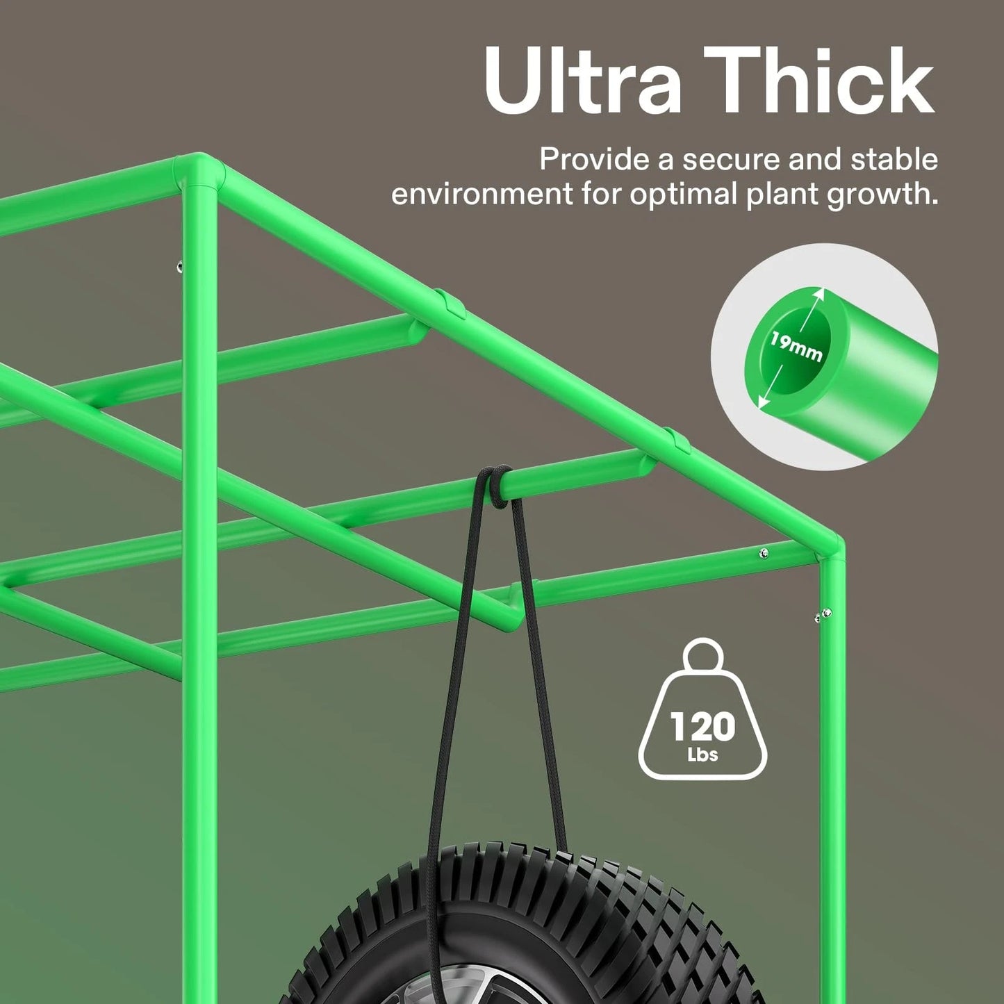 2pcs VIVOSUN Grow Tent Support Poles 48x48 inches, Hanging For 4x4, Green