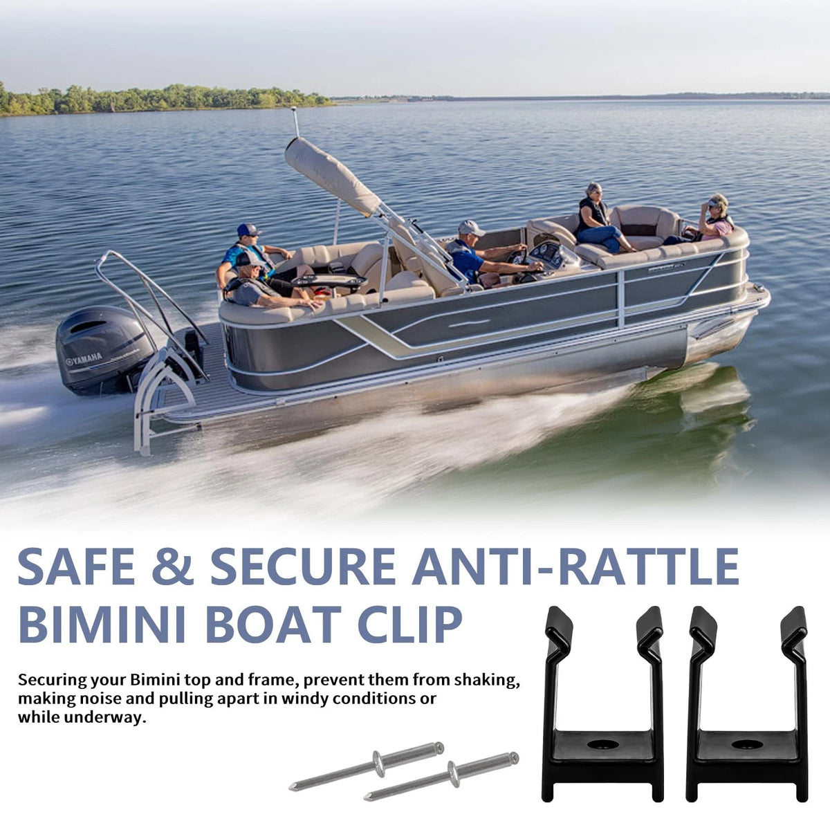 Hasanbar Pontoon Top Bimini Clips for Boats, Hardware 1-1/4 Black