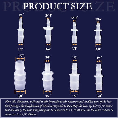 40Pcs Hose Barb Fitting, Reducer, Pipe 1/2 inches, White Transparent