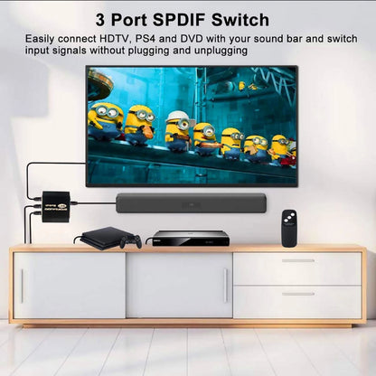 3 in 1out  Aluminum Spdif Toslink Optical Digital Audio Splitter Switch Hub