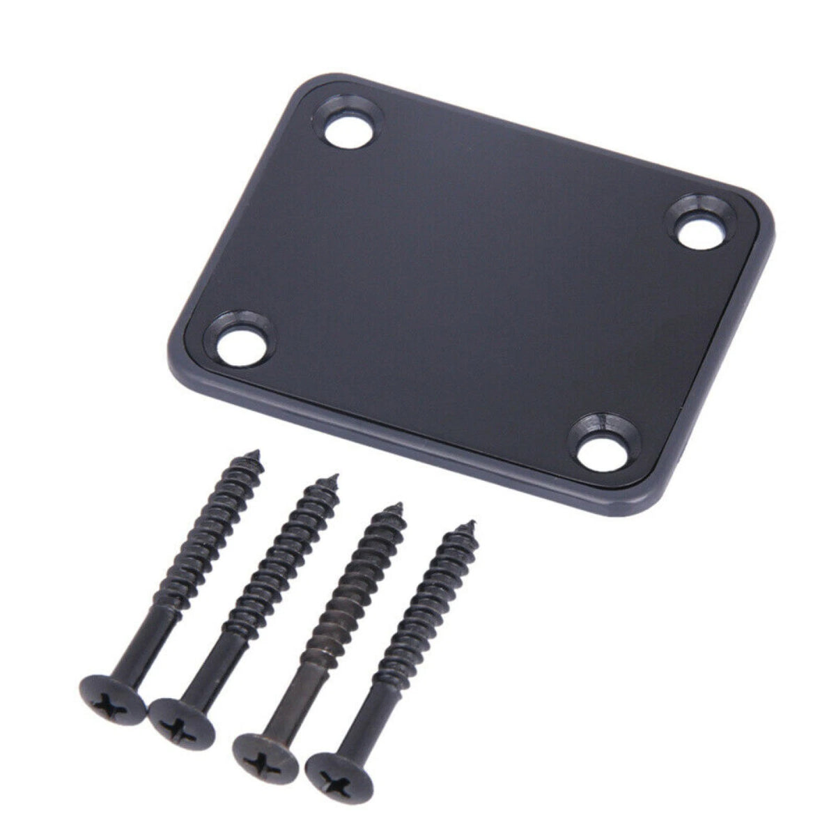 Black Electric & Cigar Box & Jazz Bass Guitar Neck Plate with 4 Screws E