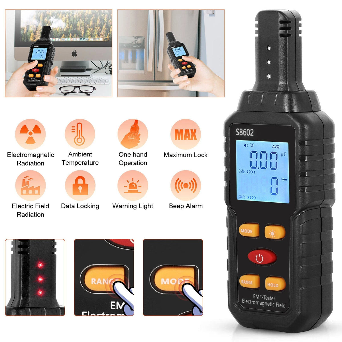 Electric Radiation Detector Electromagnetic Digital LCD EMF Meter