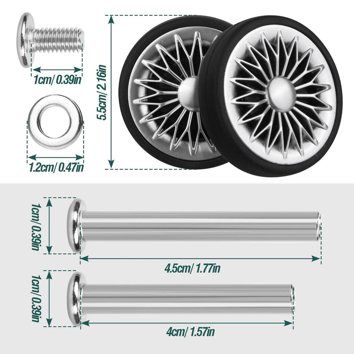 Ech.Apr Luggage Wheels Replacement OD 55mm, 8 Pcs Suitcase Grey