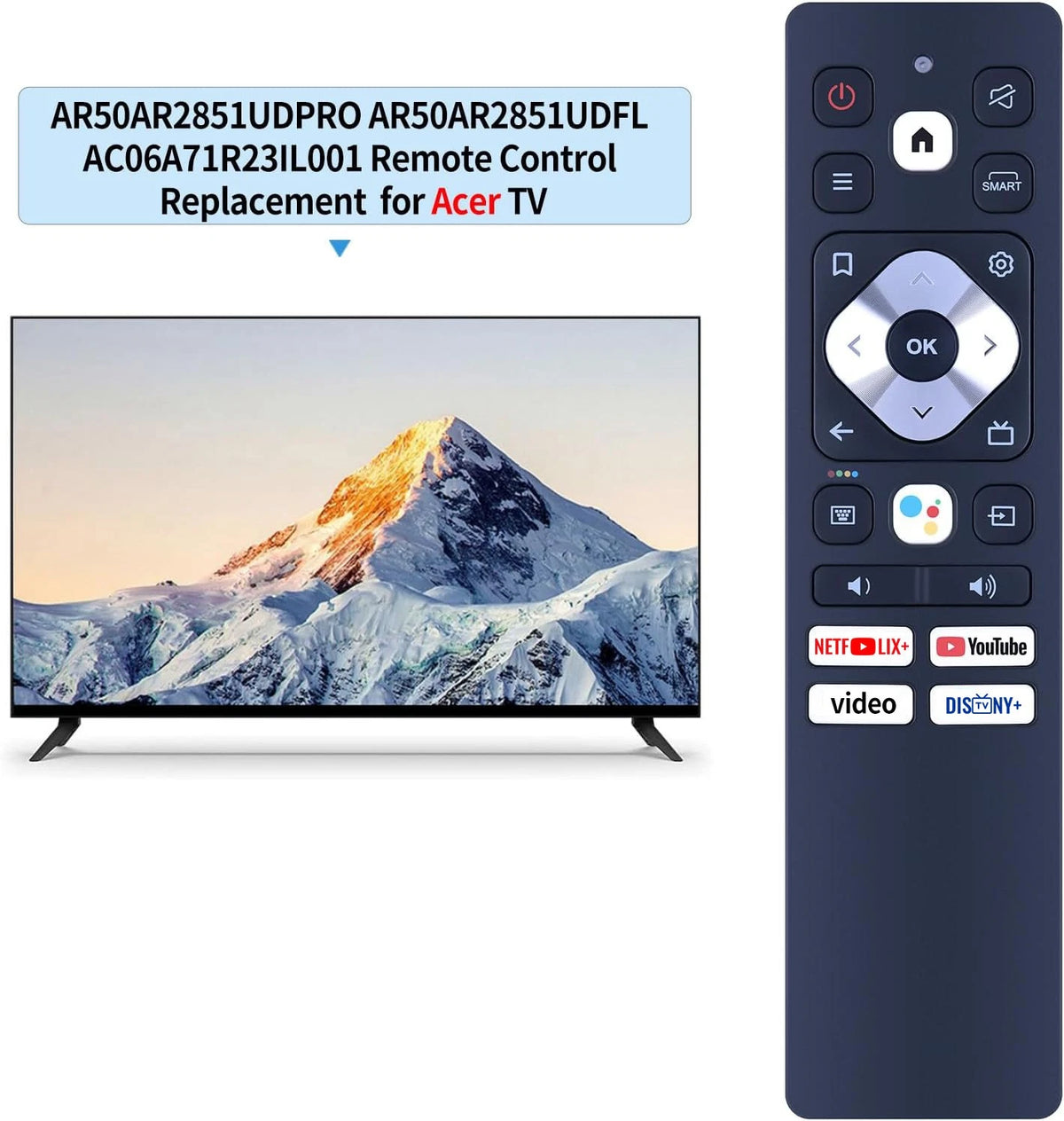 Voice Remote Control For Acer TV I Series and H Series Smart Android TV