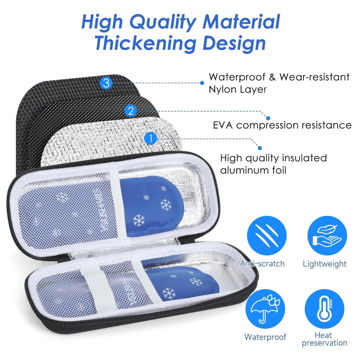YOUSHARES Insulin Cooler Travel Case, GLP-1 8.5 x 3.5 x 1.8 inches, 01_Black