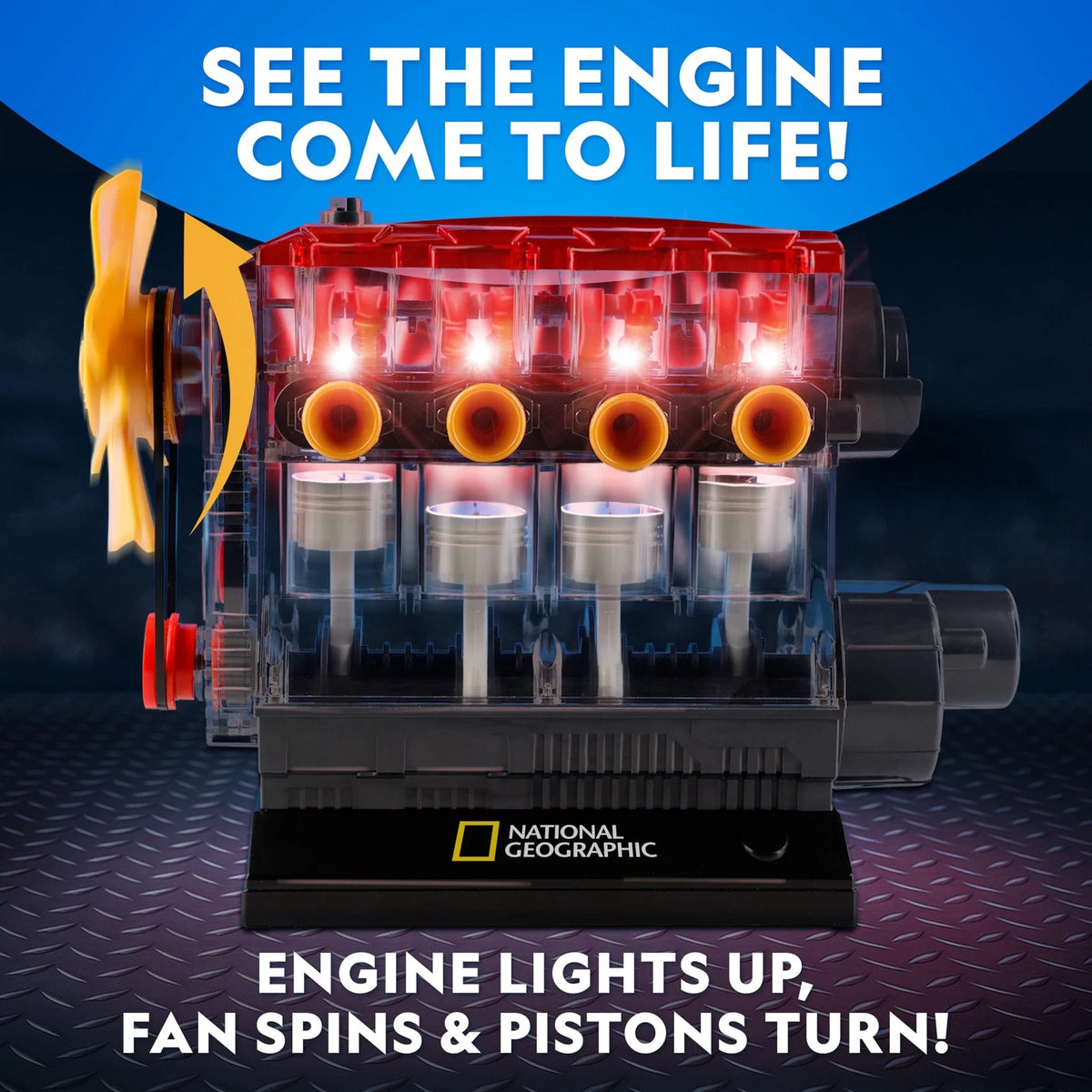National Geographic 4-Cylinder Engine Building Kit – One Size, Multicolor