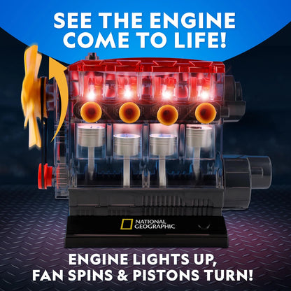 National Geographic 4-Cylinder Engine Building Kit – One Size, Multicolor