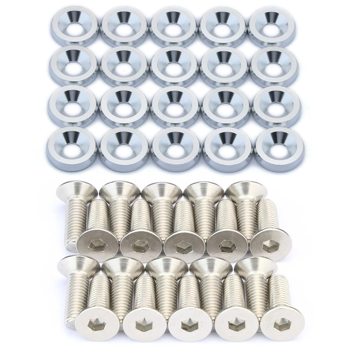 20 pcs CNC Finishing Countersunk Washer,M6x20mm 304 19 millimeters, Silvery