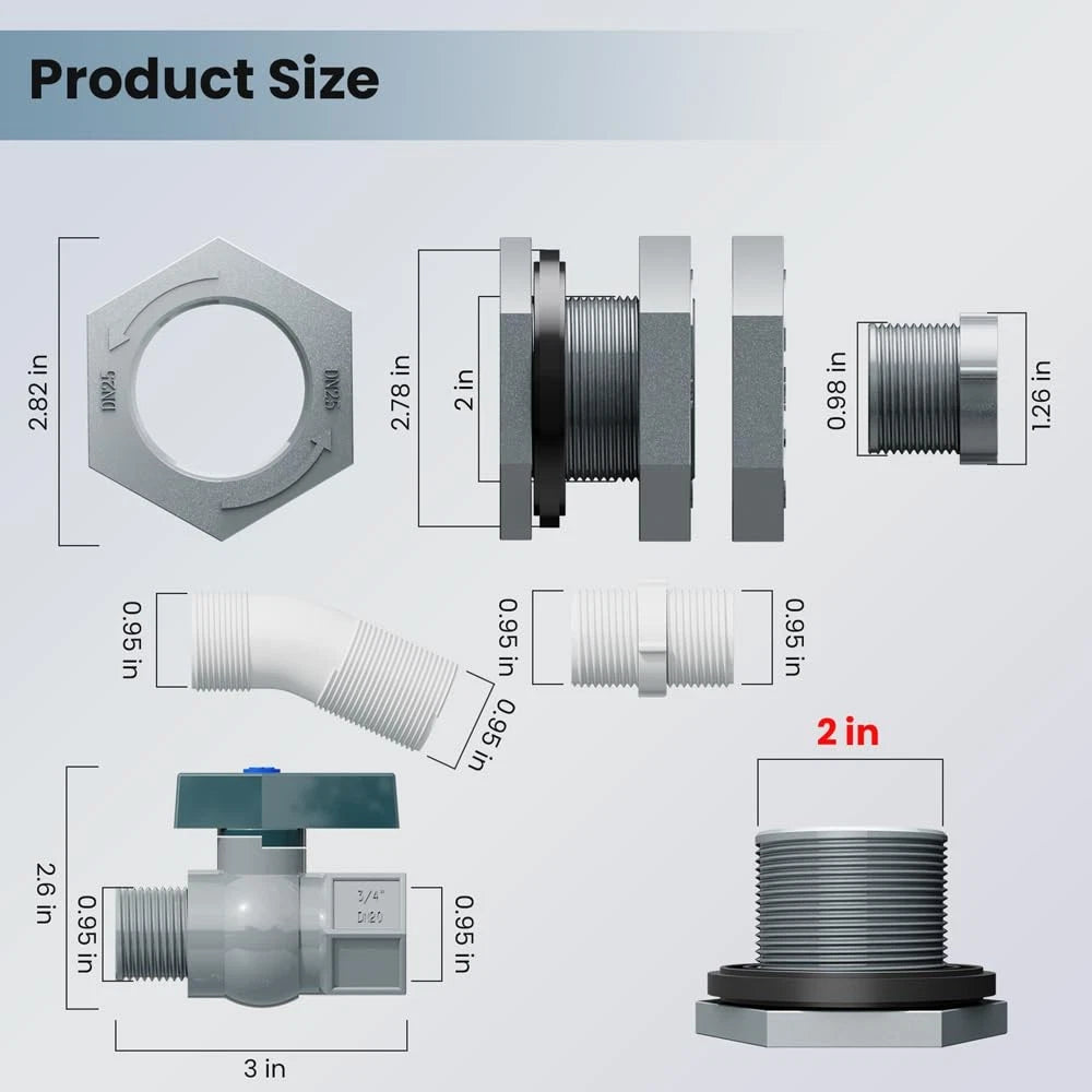 Stock Tank Drain Plug Kit 1-1/4" x 3/4" Pipe Reducer Drainage for Black