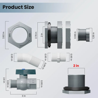 Stock Tank Drain Plug Kit 1-1/4" x 3/4" Pipe Reducer Drainage for Black
