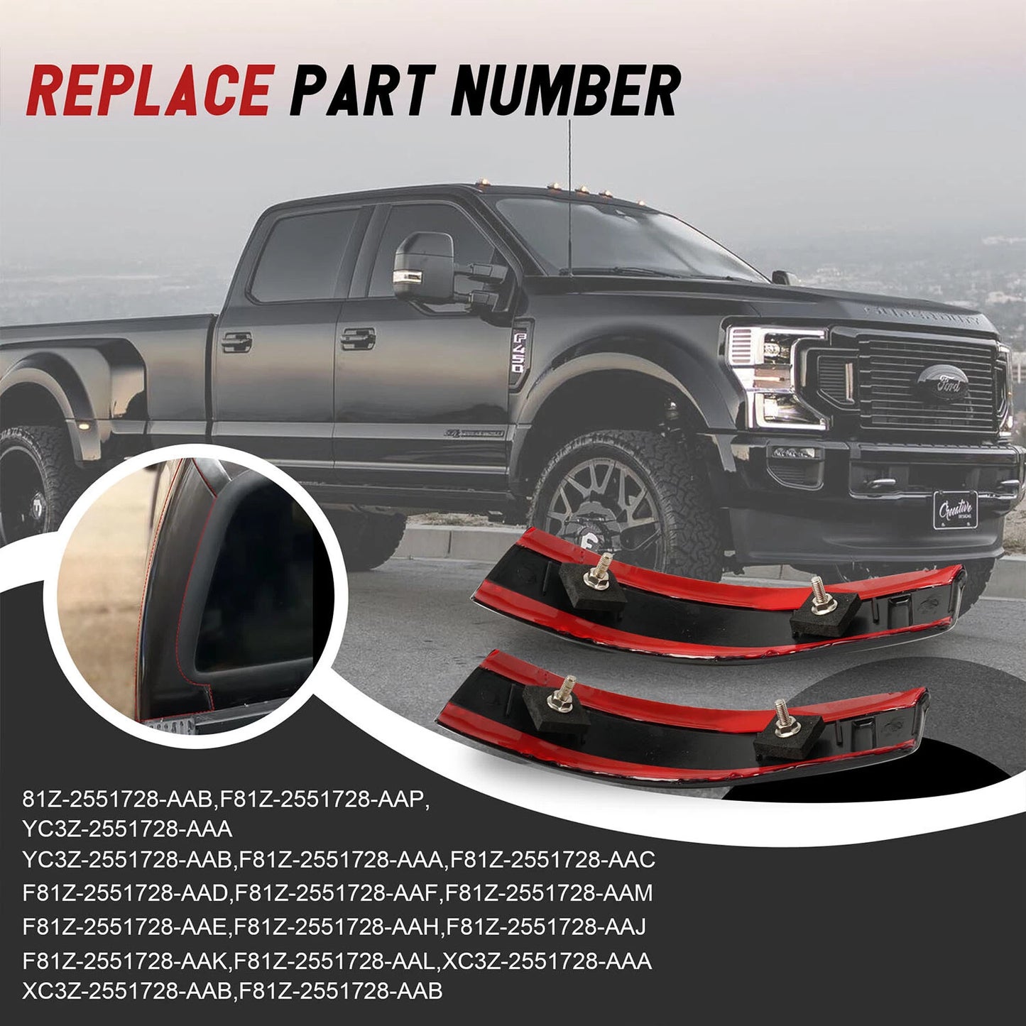 Upgraded Cab Corner Roof Molding Trim For 99-07 Ford Super Duty F250 F-350 F-450