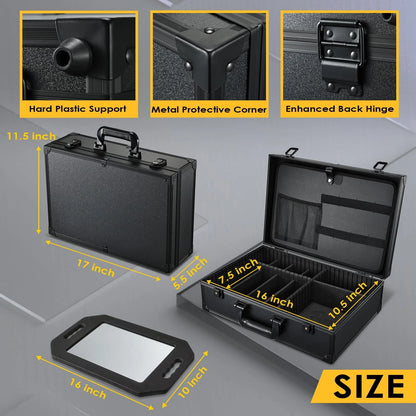 Yueieoun Barber Accessory Case with Mirror, Profesional Barbers Black