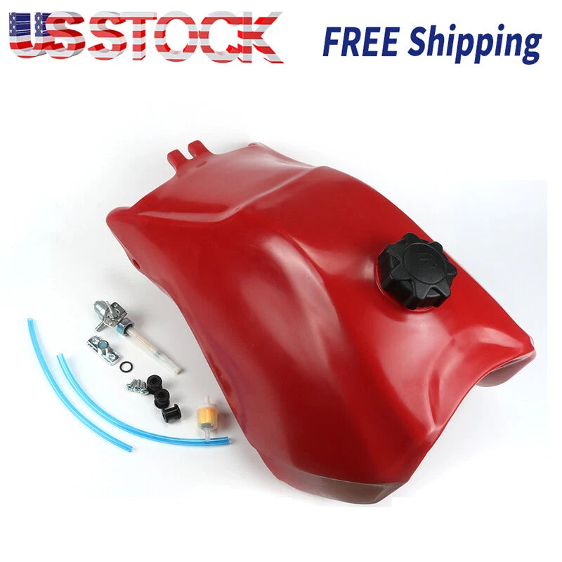 For HONDA TRX300 TRX 300 93-2000 PLASTIC GAS FUEL TANK FOURTRAX RED with petcock