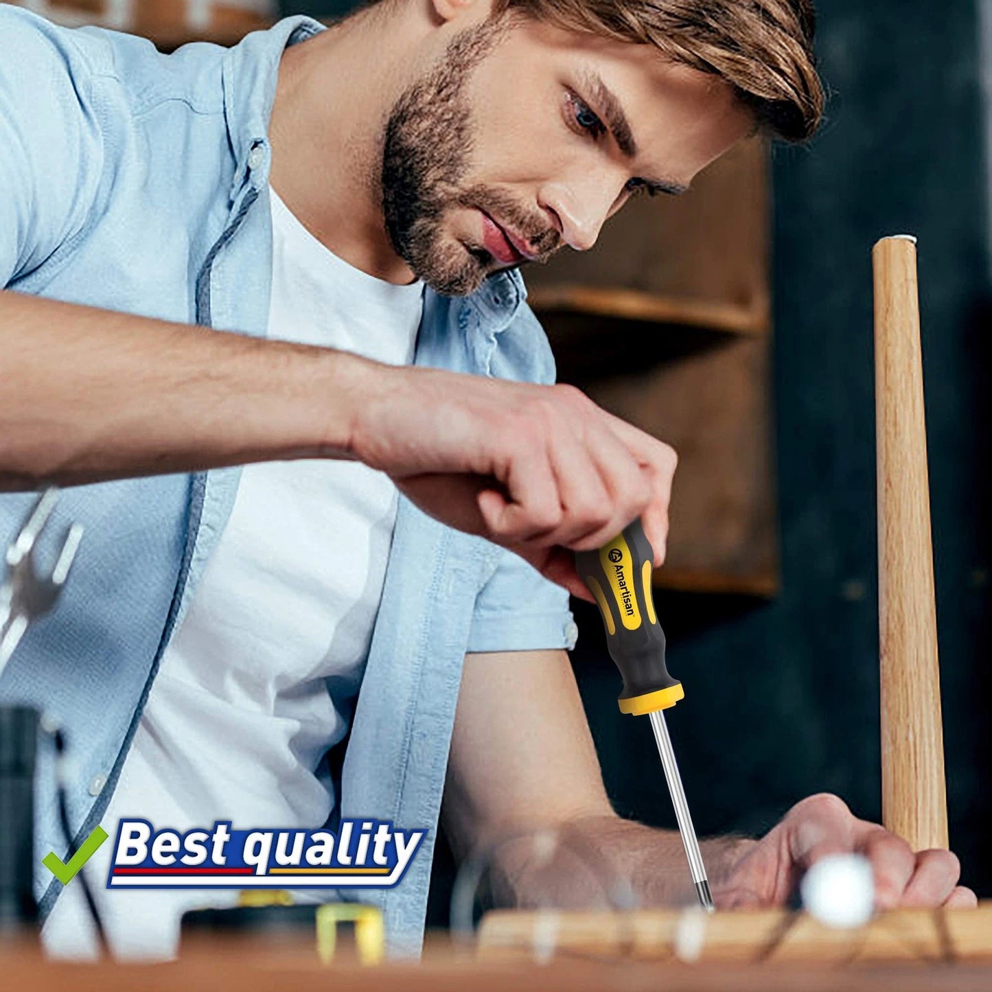 Magnetic Screwdrivers Set with Slotted/Phillips/Hex/Pozidriv/Torx, Yellow