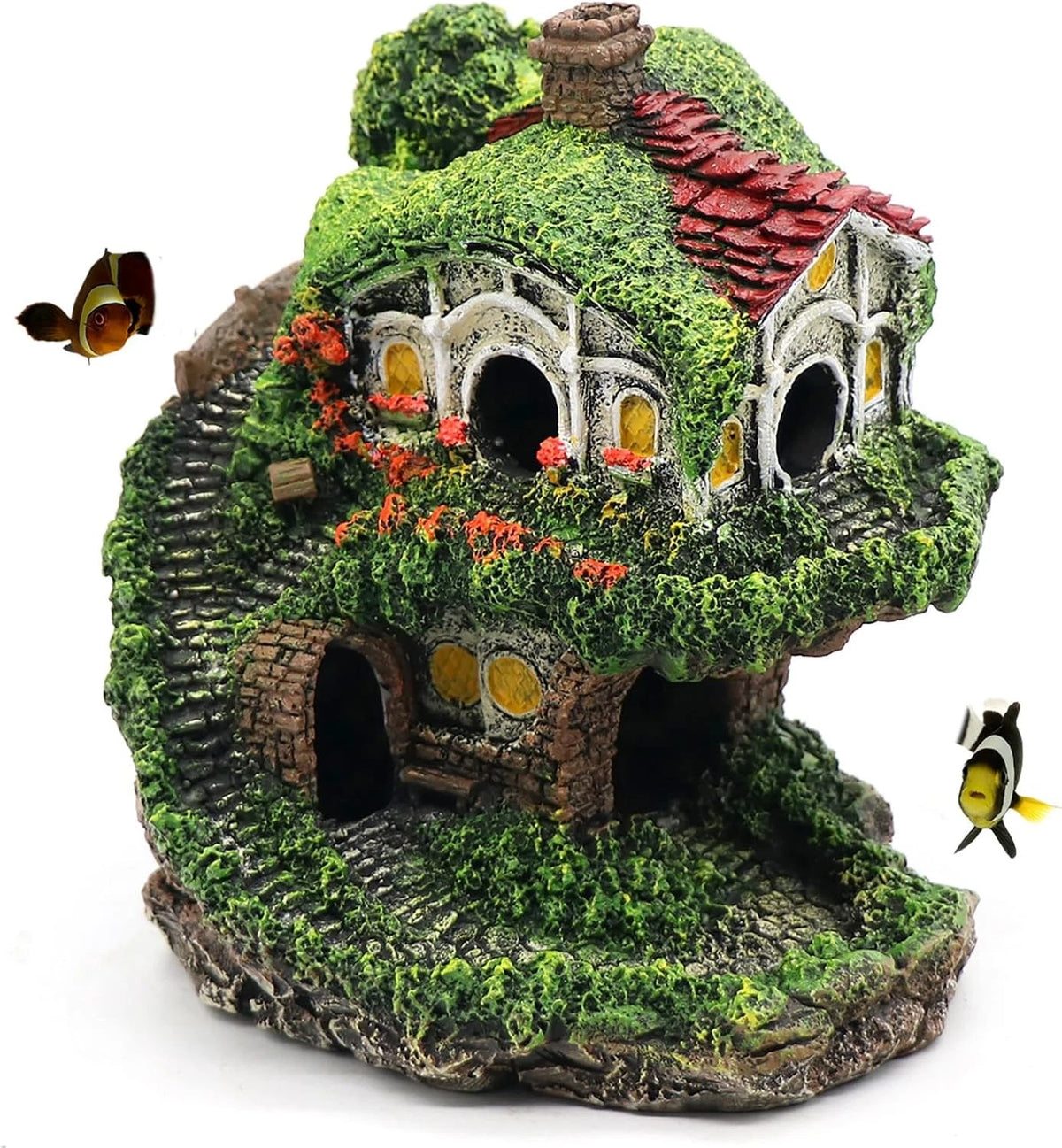 Aquarium Decor Hideaway Cave, Betta Fish Tank House Accessories for Green