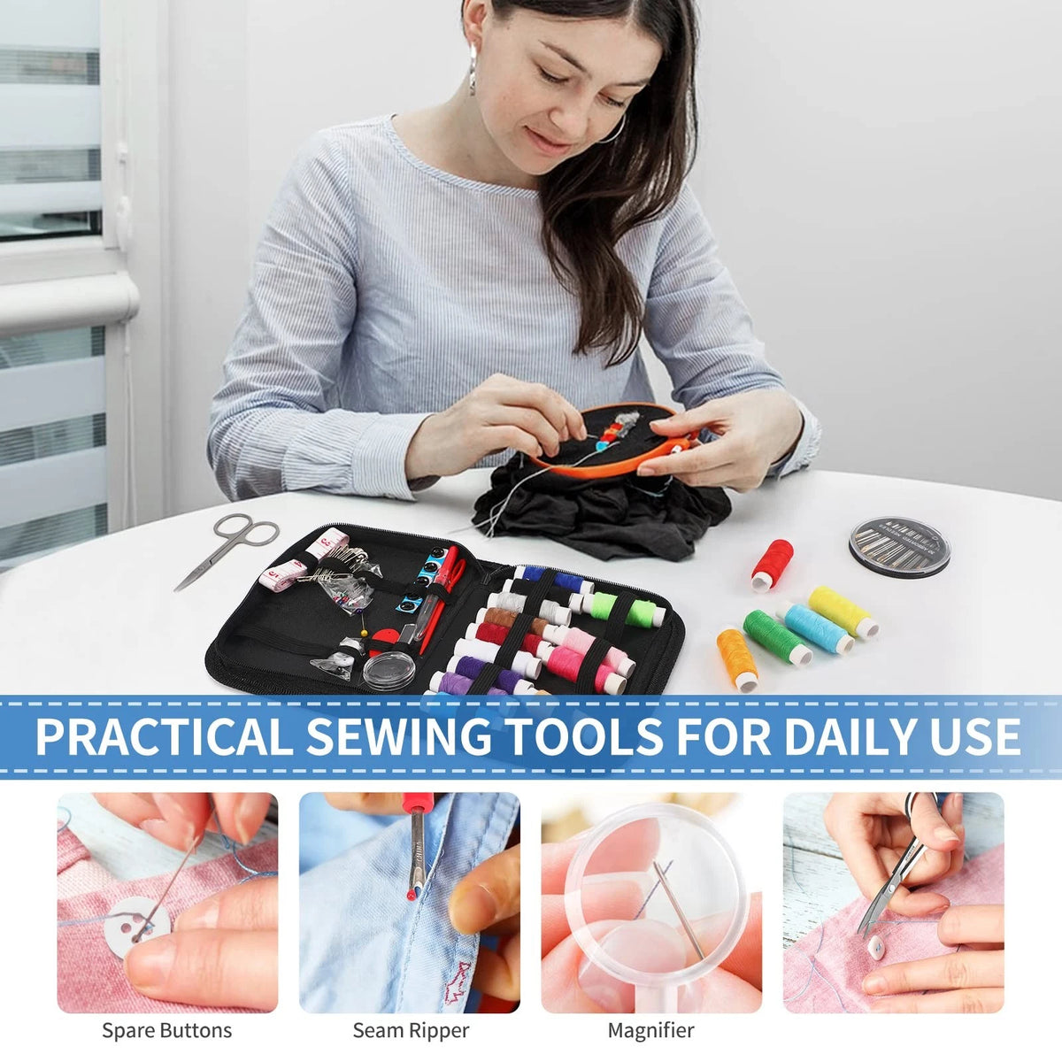Sewing Kit for Adults,Marcoon Needle and Thread with L, colorful