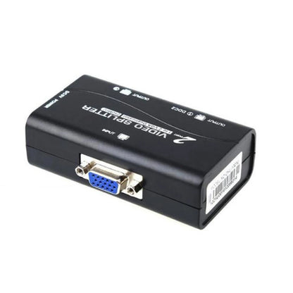 1 PC to 2 Monitor 2 Port VGA SVGA Video LCD Splitter Box Adapter w/ Power Cable
