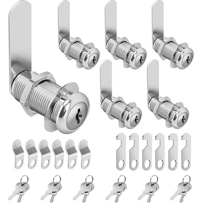 Pertinel Cam Lock Cabinet Keyed Alike, 1-3/8'' 1-3/8 Inch 6Pcs, Silver