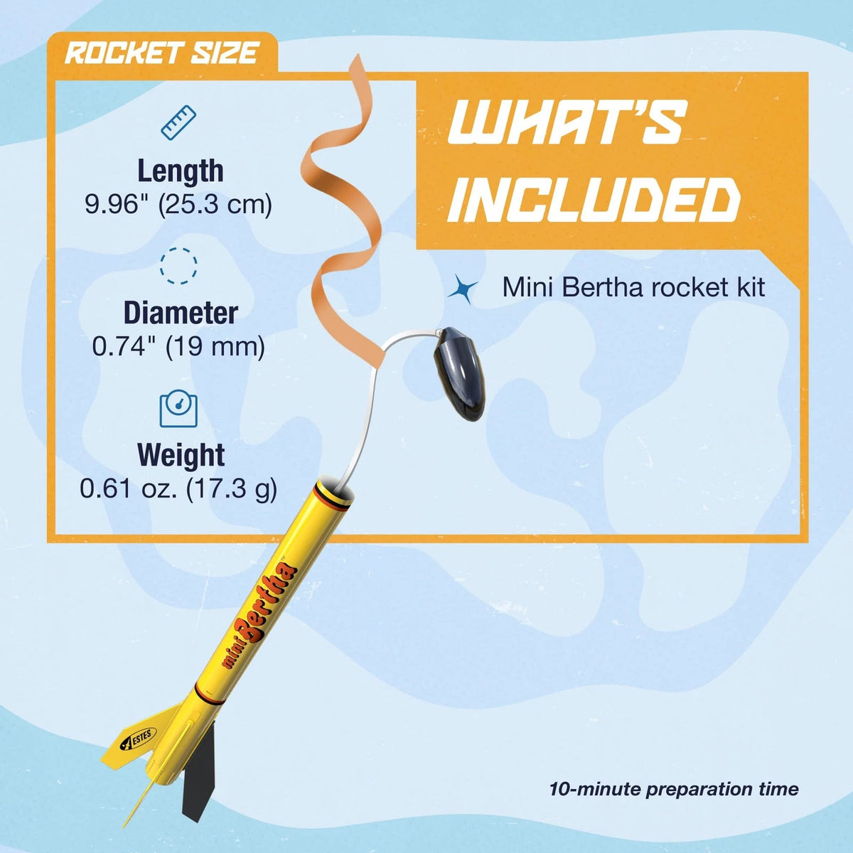 Estes 002099 Mini Bertha Model Rocket Yellow, Black, Multi