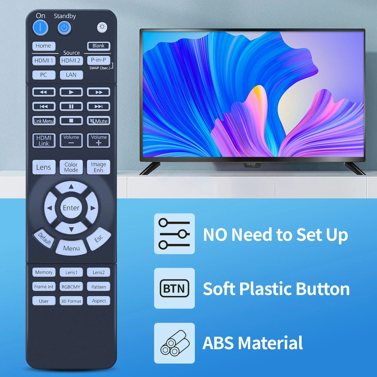 Replacement Remote Control For Epson 1656526 / 165652600 Projector