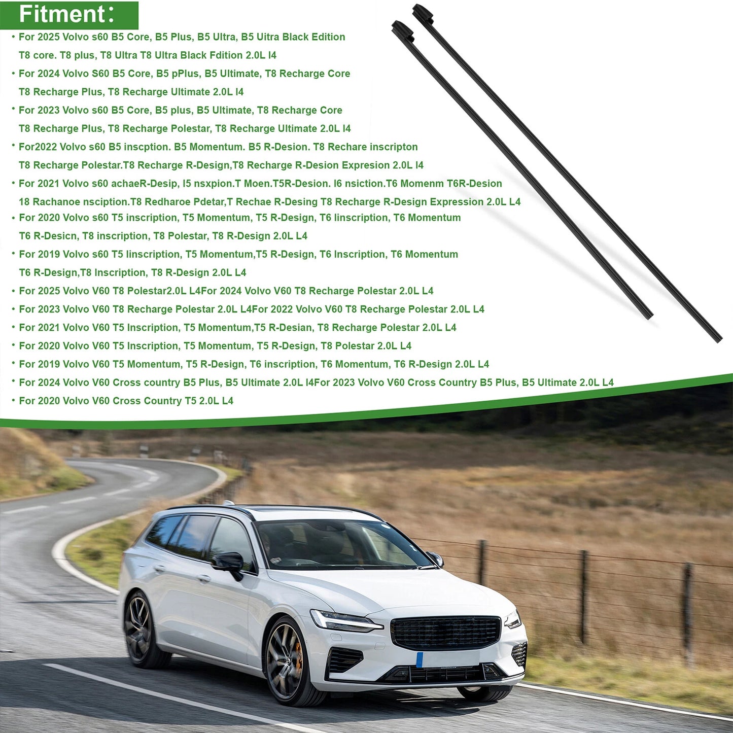 31693569 Front Wiper Blades For Volvo S60 V60 2019-2025