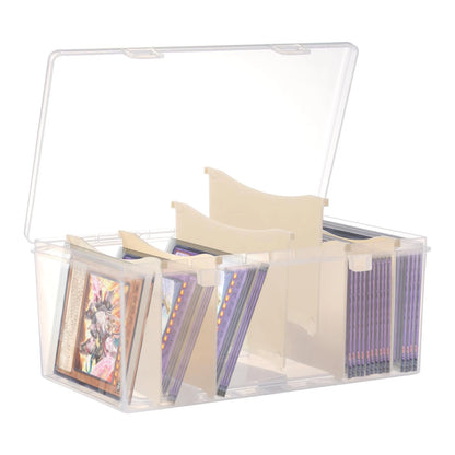 Trading Card Storage Box with 6 Dividers,Toploads 8 x 4.5 x 3.5 inches, Clear